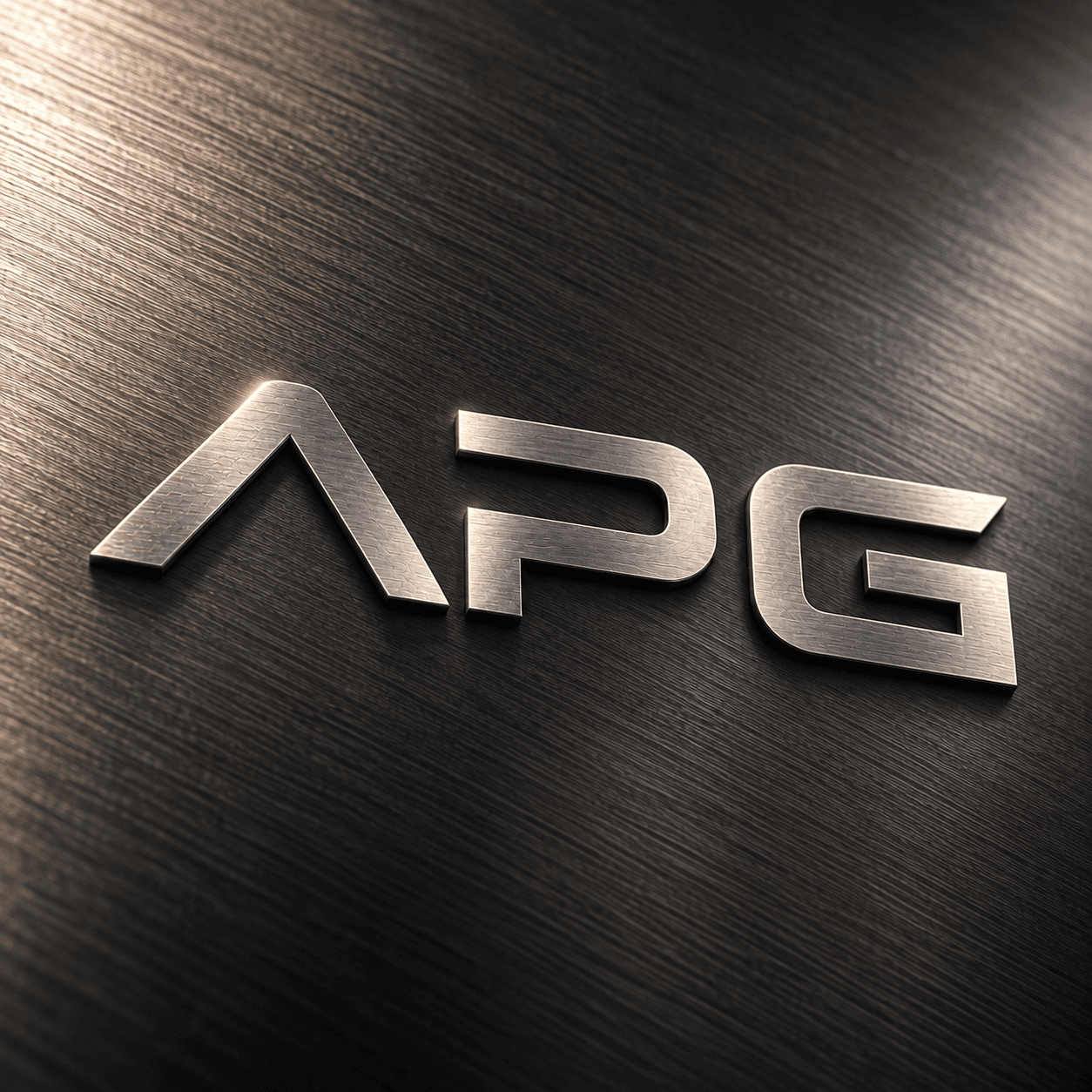 Raised APG logo on brushed steel